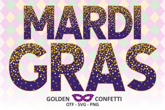 Mardi Gras Golden Confetti: A Festive Font for Creative Projects