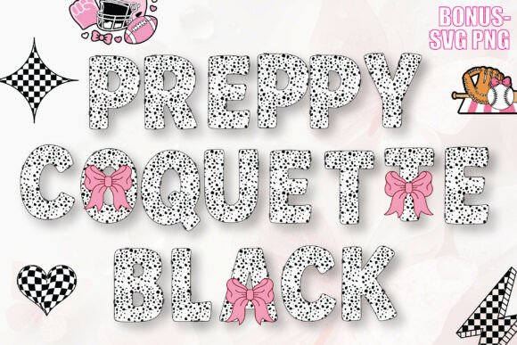 Preppy Coquette Black: Stylish Bold Alphabets